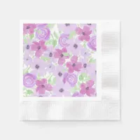 Purple and Sage Green Watercolor Floral Napkins