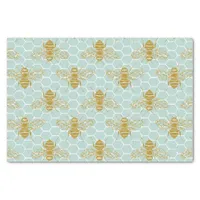 Golden Honey Bees on  Honeycomb Tissue Paper