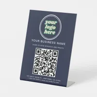 Business QR Code and Logo Pedestal Sign