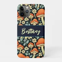 Retro Mushrooms Vintage Flowers Personalized iPhone 11 Pro Case