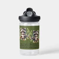 Raccoon Woodland Kids Christian Prayer on Green | Water Bottle