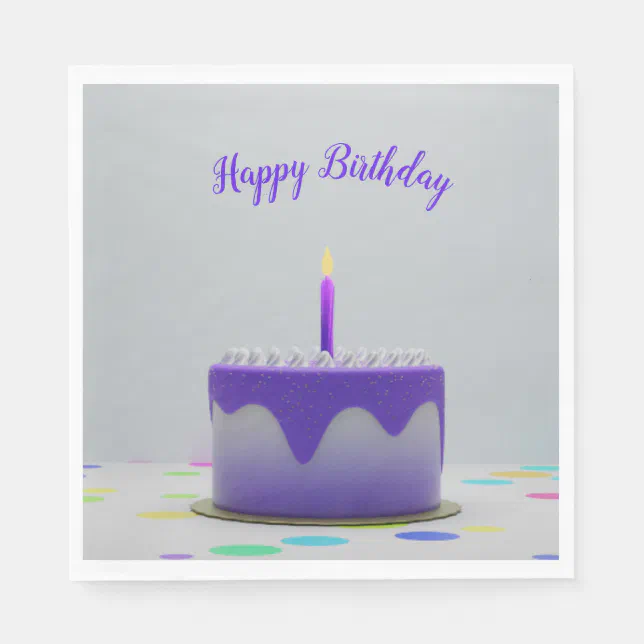 Purple Birthday Cake Napkins
