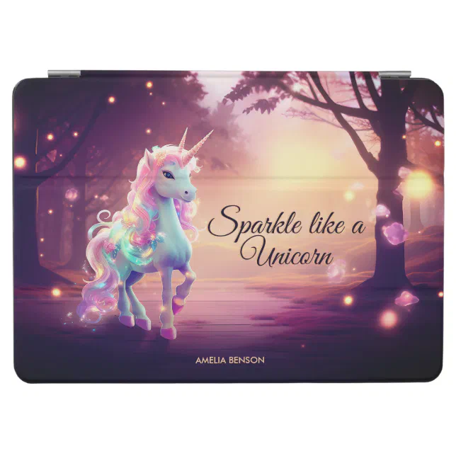 Cute Unicorn in a Pink Magical Forest iPad Air Cover