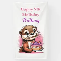 Otter Themed Girl's Birthday Party Banner