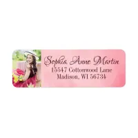 Elegant Delicate and Feminine Pink Photo Address Label