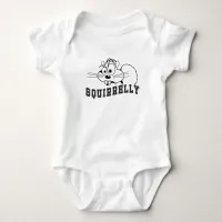 A Bit Squirrelly Squirrel Black Line Art Baby Bodysuit