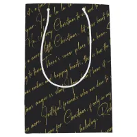 Black Gold Christmas Pattern#36 ID1009 Medium Gift Bag