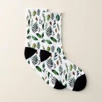 Green Foliage Botanical Nature  Socks