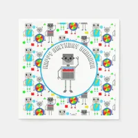 Personalized Boy's Birthday Robot  Napkins