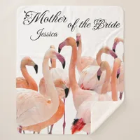 Mother of the Bride Elegant Pink Flamingos  Sherpa Blanket