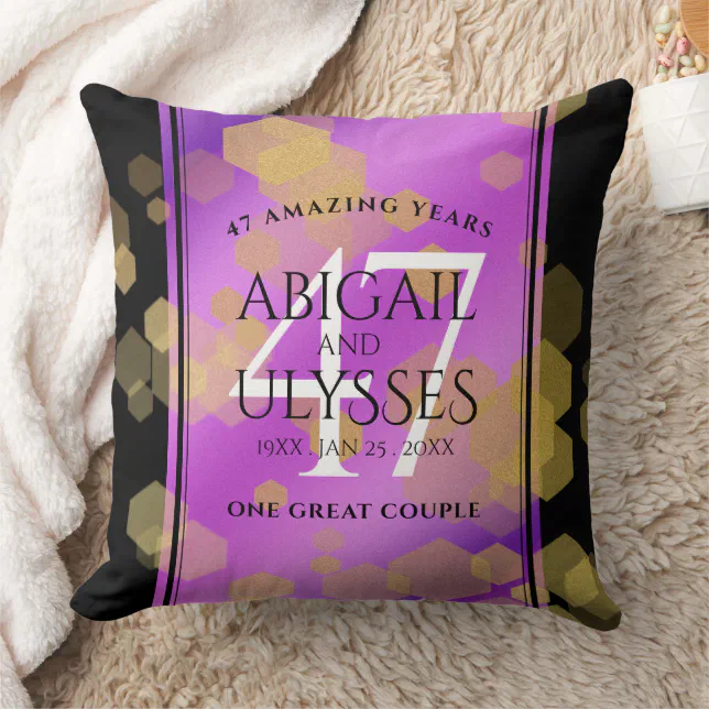 Elegant 47th Amethyst Wedding Anniversary Throw Pillow