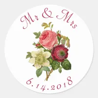 Personalized Wedding Stickers Red Roses