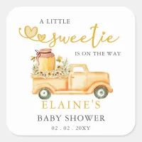 Little Sweetie Is On The Way Honeybee Baby Shower  Square Sticker