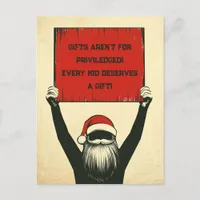 Naughty Person Protesting Santa Holiday Postcard