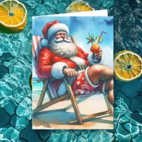 Santa and Bloody Mary Funny Snowbirds Christmas Holiday Card