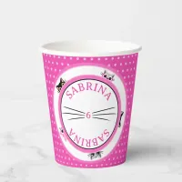 Peeking Cats Pink Polka Dot Paper Cups