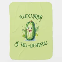 Cute Green Cartoon Pickle Baby Blanket