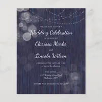 BUDGET Rustic Bokeh Lights Wedding Invitation