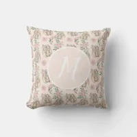 Baby Bunnies Pink Monogram Throw Pillow