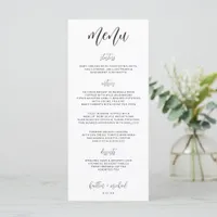 Elegant Modern Fun Wedding Menu | 4 x 9 | Black