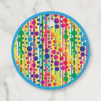 [Beatnik Bubbles] Retro Polka Dot Striped Blue Favor Tags