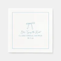 "Tying the Knot" Fun Blue Bow Bridal Shower Custom Napkins