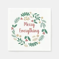 Holly Berry Pine Wreath Merry Everything Holiday  Napkins