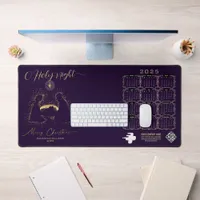 2025 Calendar Nativity Manger O Holy Night Script Desk Mat