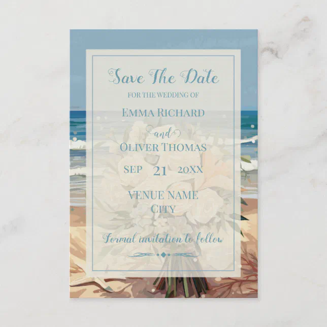 Seaside Theme Wedding Save The Date Car Invitation