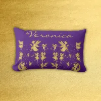 Gold Fairies with Pixie Dust on Purple Monogram | Lumbar Pillow