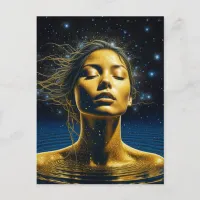 Ethereal Woman Meditating Under the Stars Postcard