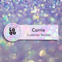 Your Round Business Logo Opal Iridescent Name Tag