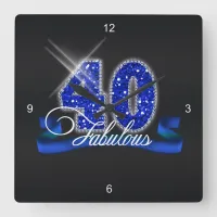 Fabulous Forty Sparkle ID191 Square Wall Clock
