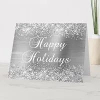 Glittery Silver Foil Big Happy Holidays Card