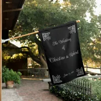 Bold Black and White Vintage Wedding Personalized House Flag