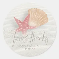 White Sands Love & Thanks Coral/Peach ID605 Classic Round Sticker