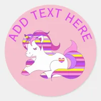 Personalized Purple & Pink Rainbow Unicorn Sticker