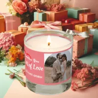 Lots of Love | Pink Personalized 3 Photos Scented Candle
