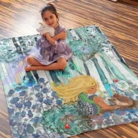 Blue Forest Little girl Fleece Blanket