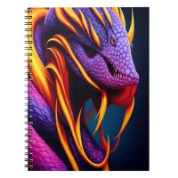 Cobra snake with vibrant orange and purple scales notebook