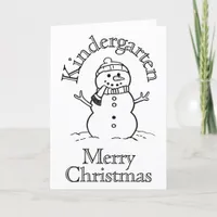 Coloring In Snowman Kindergarten Kids Activity  Holiday Card