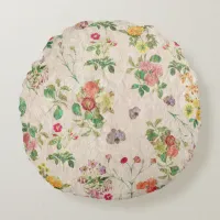 Vintage Floral Round Throw Pillow