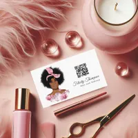 African American Hairdresser QR Code Business Card