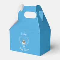 Snow Excited Blue Teddy Bear Baby Shower Favor Boxes