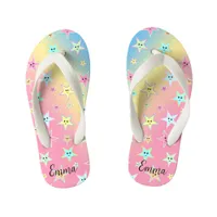 Cute stars with faces in pastel colors   kid's flip flops