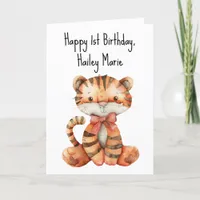 First Birthday Stuffed Toy Tiger Greeting Card