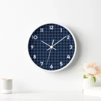 Blue Buffalo Check Plaid Modern Simple Wall Clock