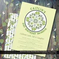 Shamrock Mandala 21st Birthday Party Invitation