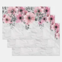 Romantic Feminine Elegant Antique Pink Floral Wrapping Paper Sheets