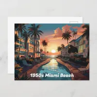 1950s Miami Beach art deco hotel at sunrise Holiday Postcard